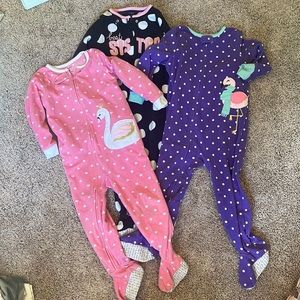 Lot of 3 footed fleece pajamas